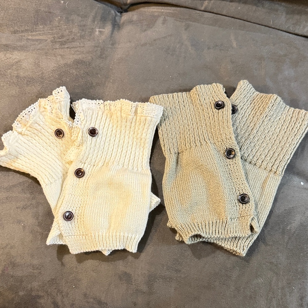 Knit Boot Toppers - Cream and Tan set of 2
